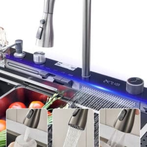 خرید سینک ظرفشویی پیانویی 5 کلید دودی 100سانتی متر Huadiao آبچکدار